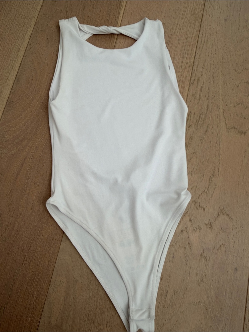 Zara Cream One-Piece Bodysuit with Twist Back